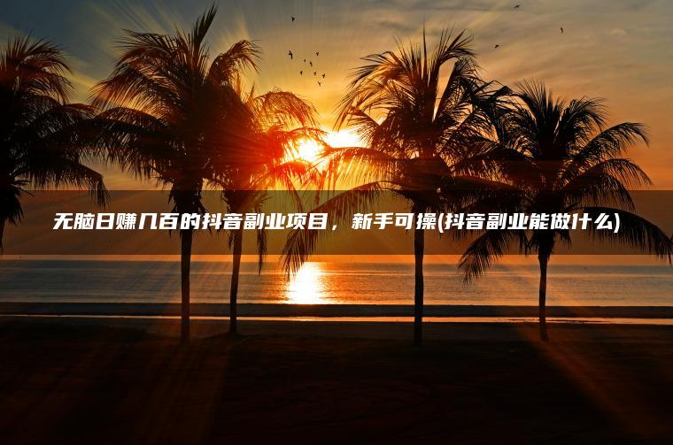无脑日赚几百的抖音副业项目，新手也可以操作